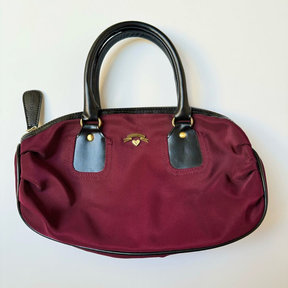 Y2K Victoria's Secret Maroon & Black Mini Tote bag Purse - Picture 1 of 10